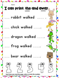 Print the sight word the and away
